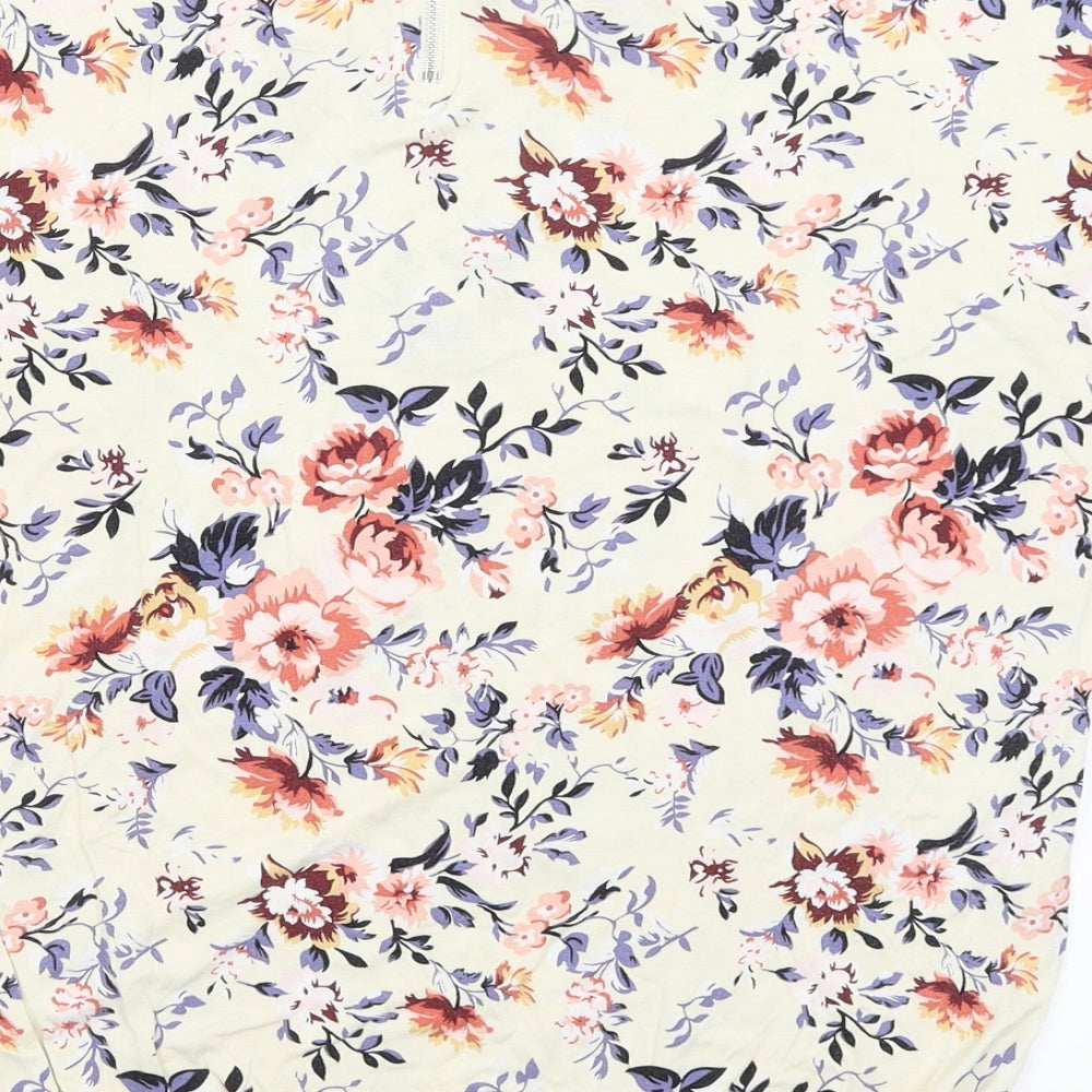 Peacocks Womens Ivory Floral  Basic T-Shirt Size 16