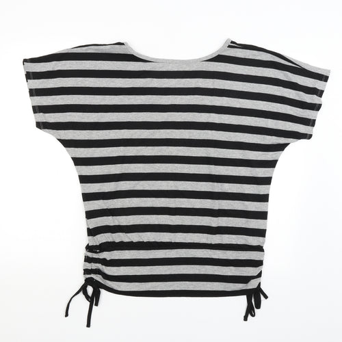 Pineapple Womens Black Striped  Basic T-Shirt Size 16