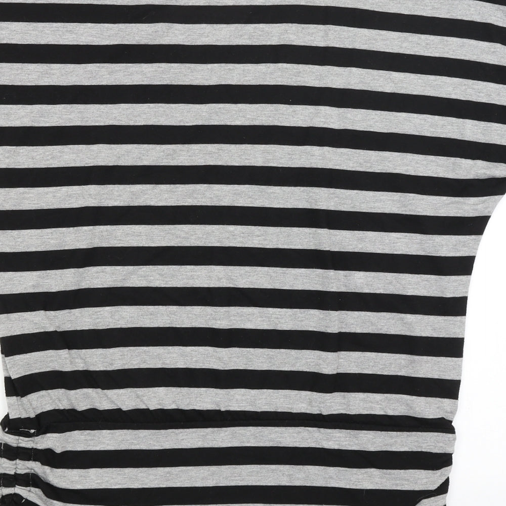Pineapple Womens Black Striped  Basic T-Shirt Size 16