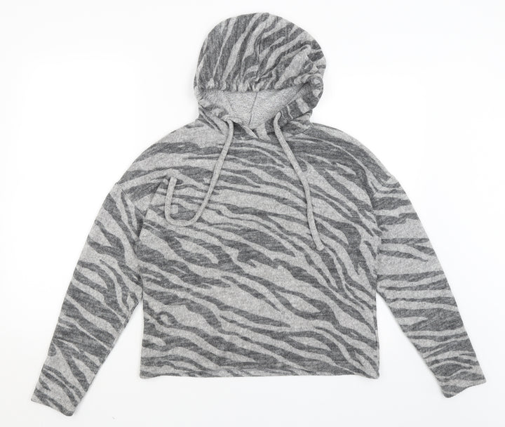 New Look Womens Grey Animal Print  Pullover Hoodie Size S