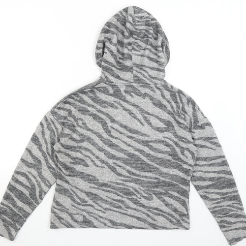 New Look Womens Grey Animal Print  Pullover Hoodie Size S