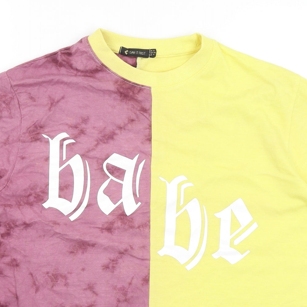 I SAW IT FIRST Womens Yellow   Basic T-Shirt Size 8  - Babe