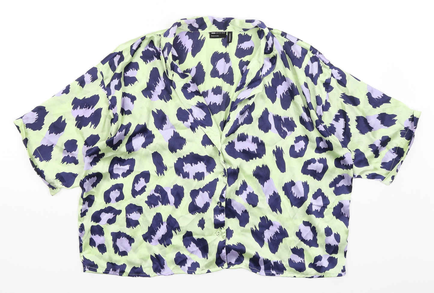 ASOS Womens Green Animal Print  Top Pyjama Set Size 8