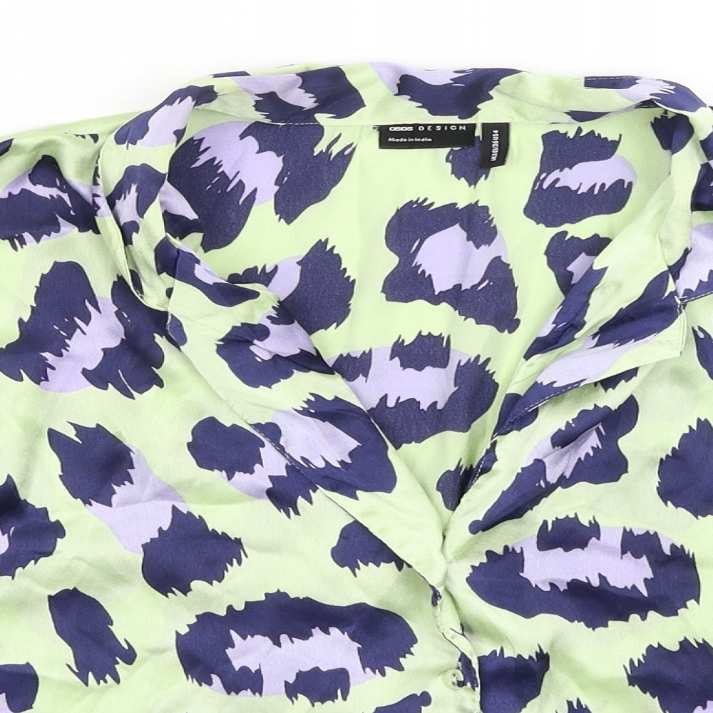 ASOS Womens Green Animal Print  Top Pyjama Set Size 8