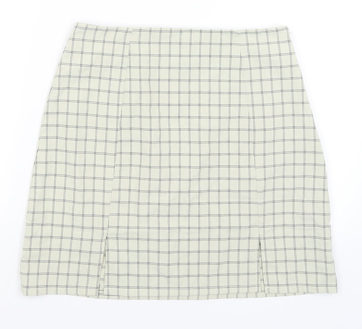 Nasty Gal Womens Beige Check  A-Line Skirt Size 8