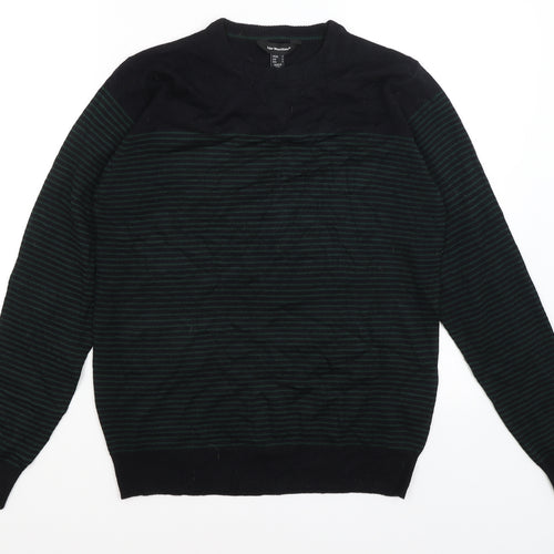 Cedar Wood State Mens Blue Striped  Pullover Jumper Size S