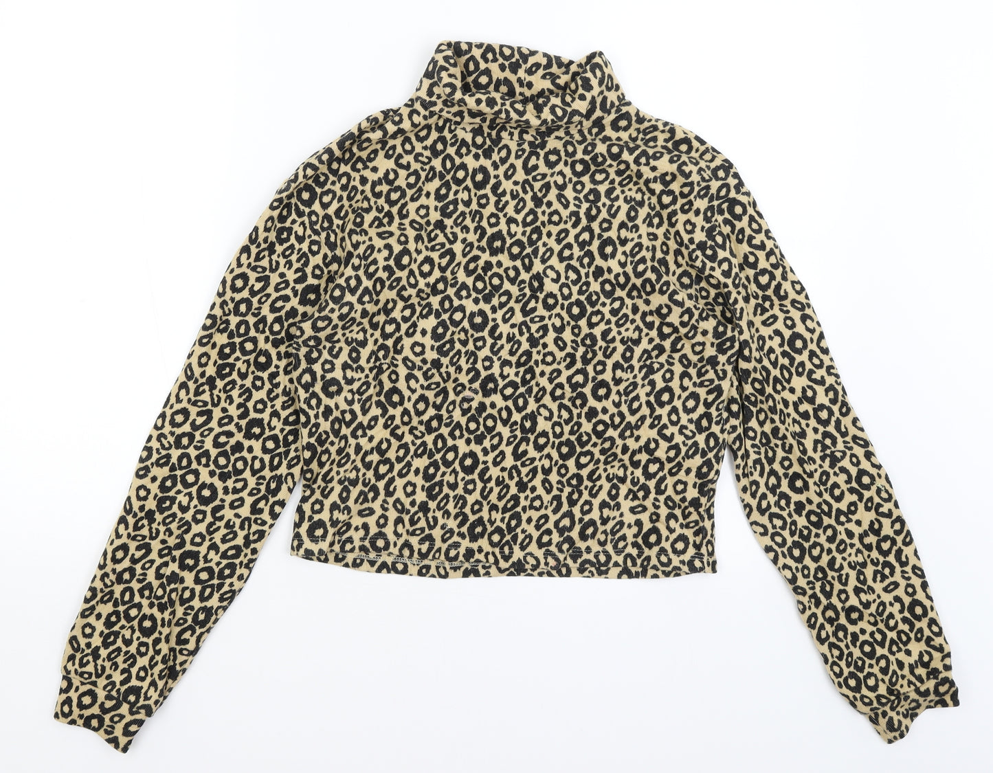 Pull & Bear Womens Yellow Animal Print  Cropped T-Shirt Size S