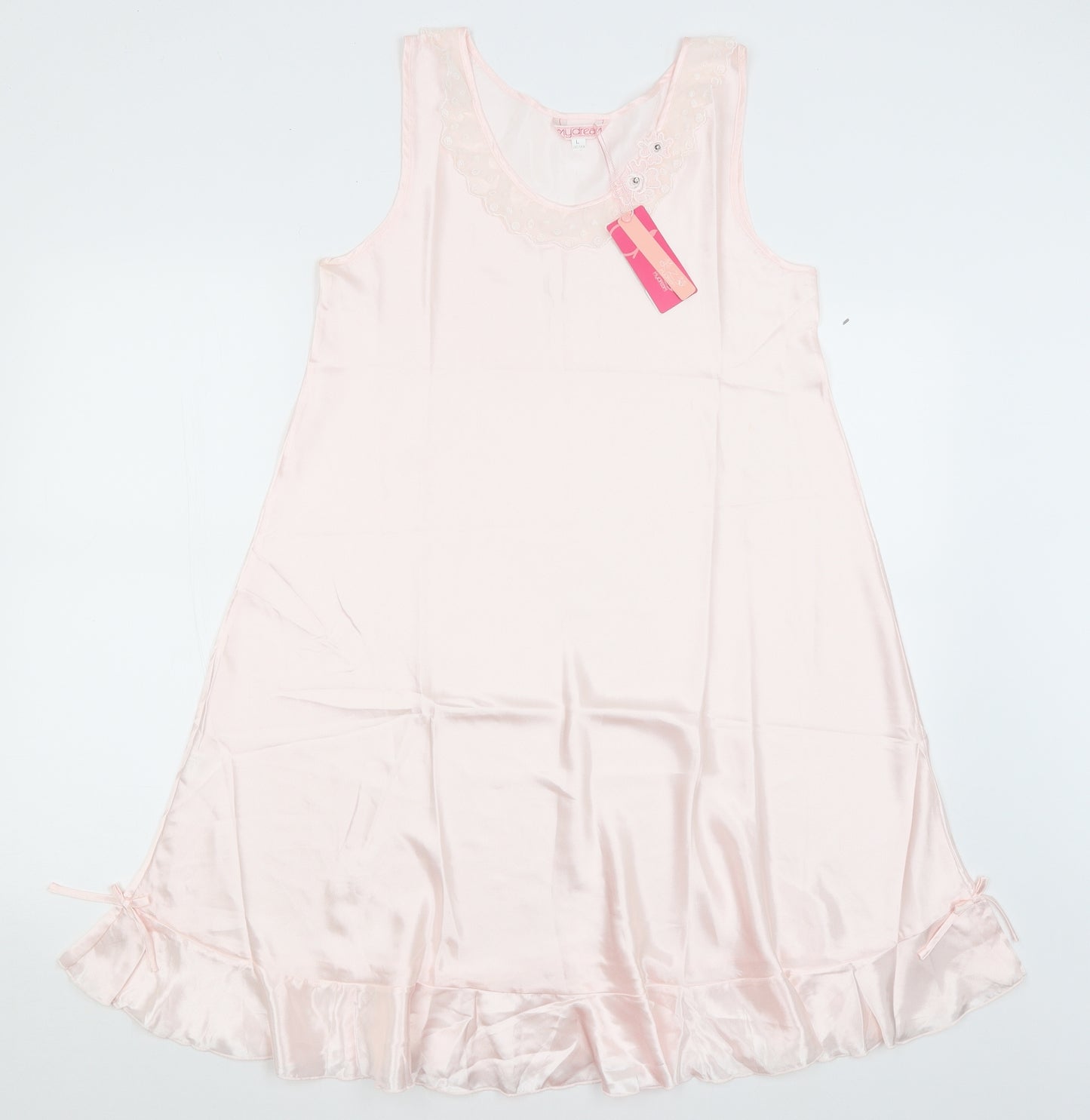 My Dream Womens Pink Solid  Top Nightshirt Size L