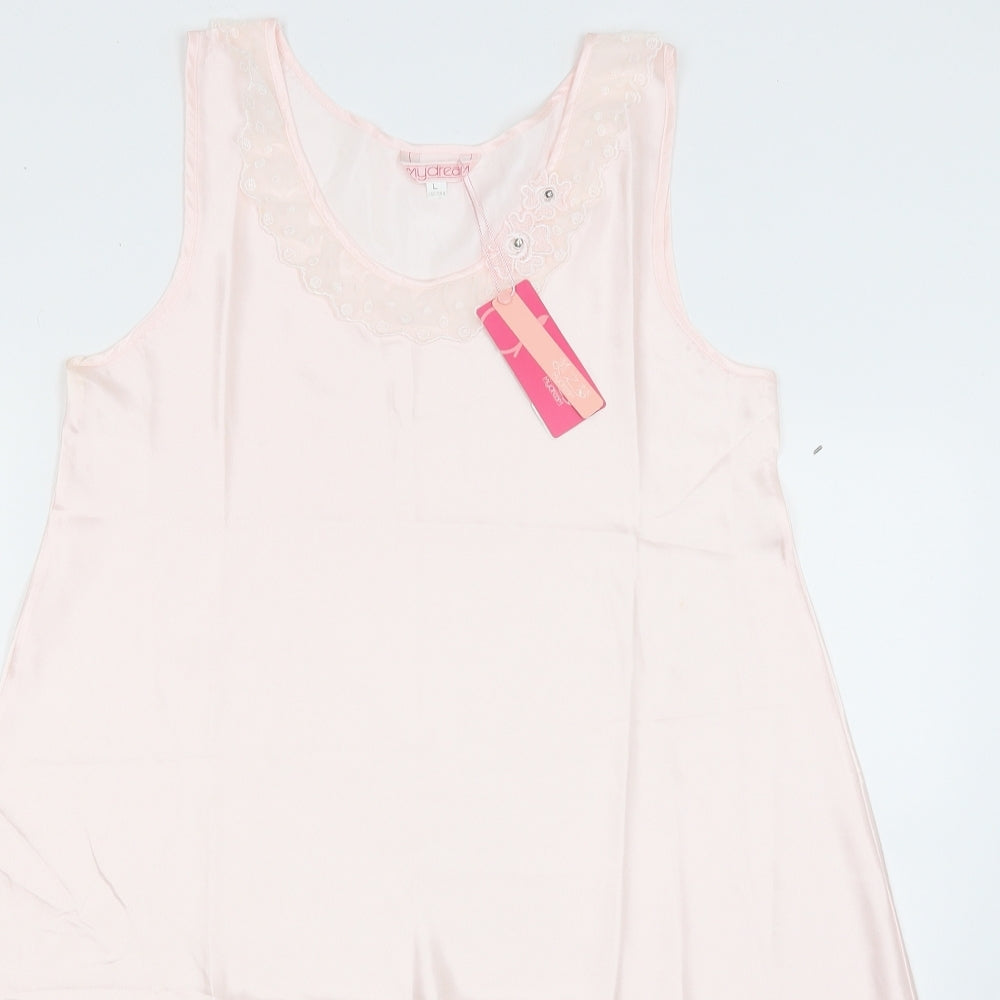 My Dream Womens Pink Solid  Top Nightshirt Size L