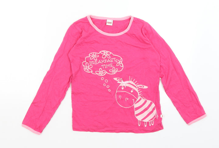 Calvi Girls Pink   Basic T-Shirt Size 7 Years  - Zebra