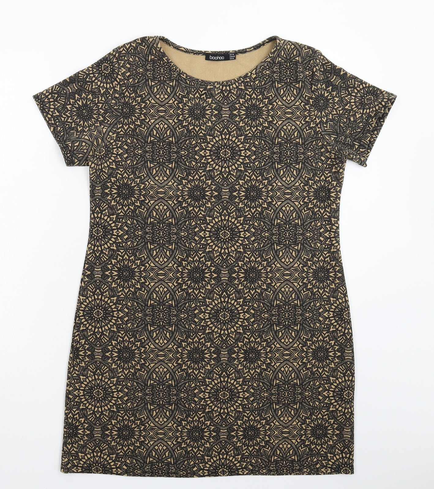 Boohoo Womens Beige Geometric  Mini  Size 14