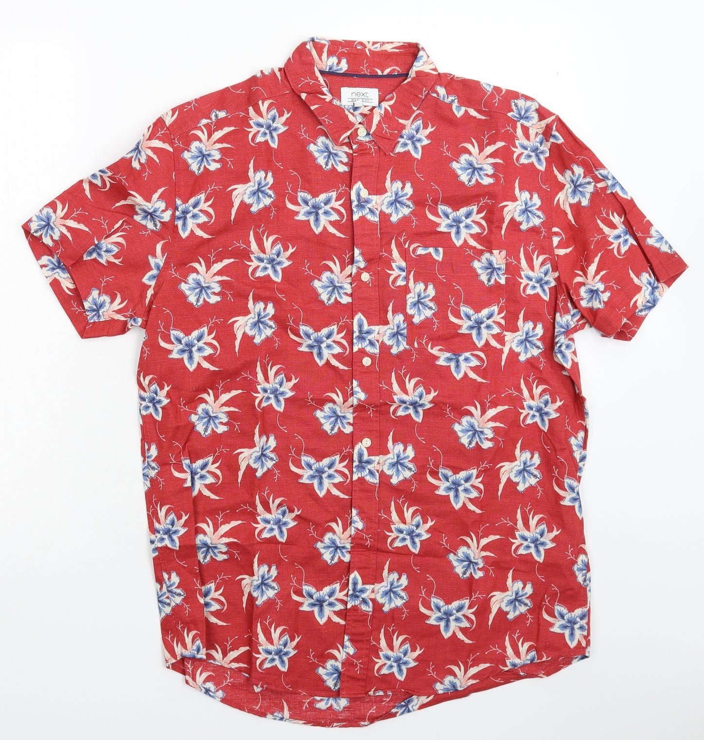 NEXT Mens Red Floral   Button-Up Size M