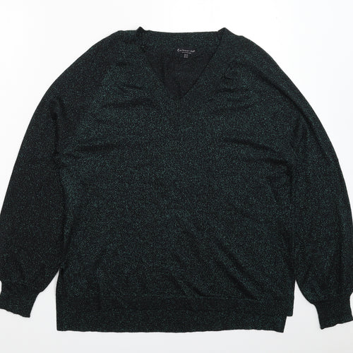 F&F Womens Green  Knit Pullover Jumper Size 16