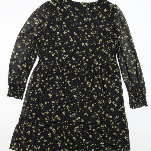 Papaya Womens Black Floral  Fit & Flare  Size 14