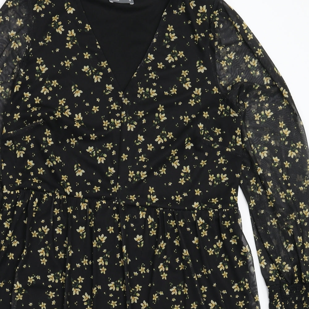 Papaya Womens Black Floral  Fit & Flare  Size 14