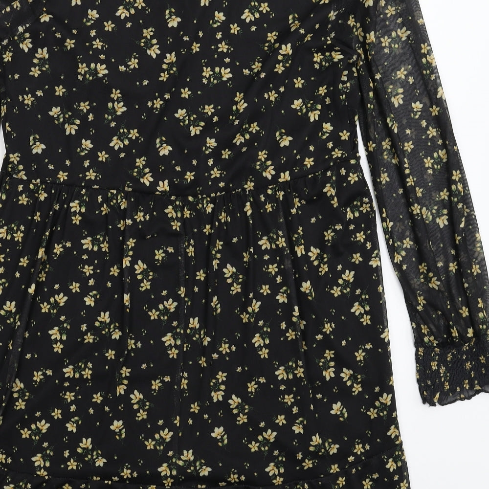 Papaya Womens Black Floral  Fit & Flare  Size 14