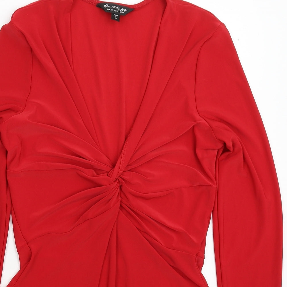 Miss Selfridge Womens Red   Bodysuit One-Piece Size 14