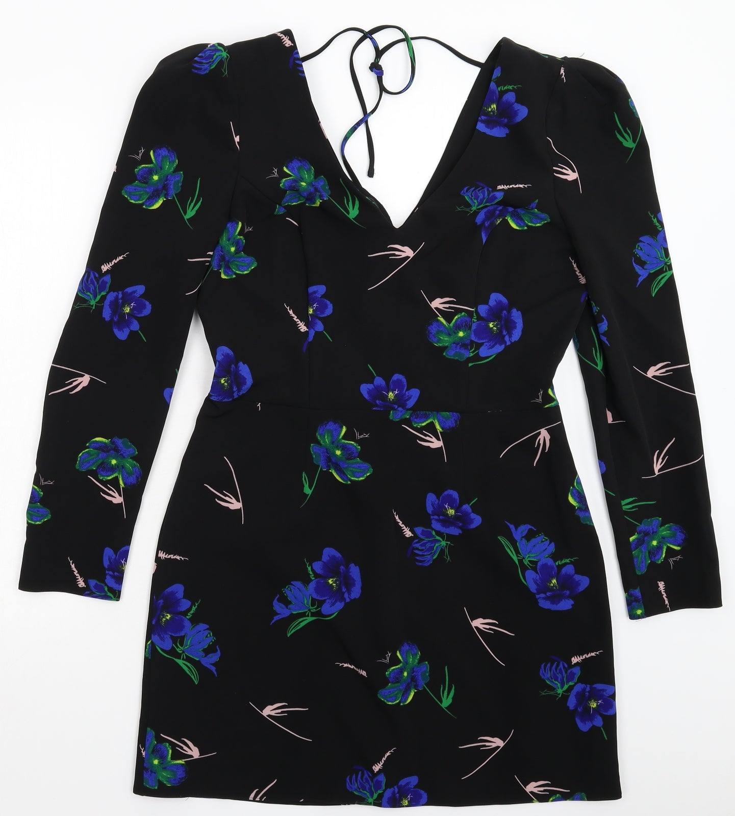 Miss Selfridge Womens Black Floral  Fit & Flare  Size 12