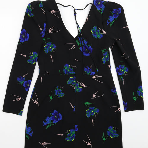 Miss Selfridge Womens Black Floral  Fit & Flare  Size 12