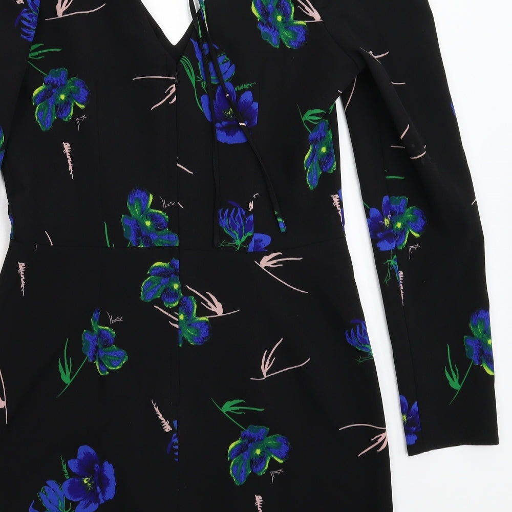 Miss Selfridge Womens Black Floral  Fit & Flare  Size 12