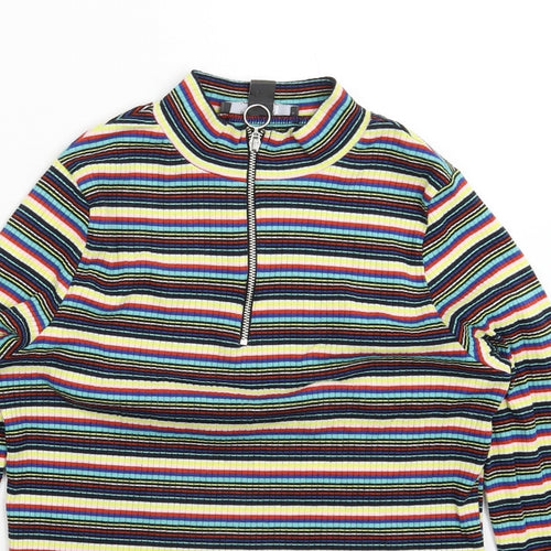 Primark Womens Multicoloured Striped  Basic T-Shirt Size M