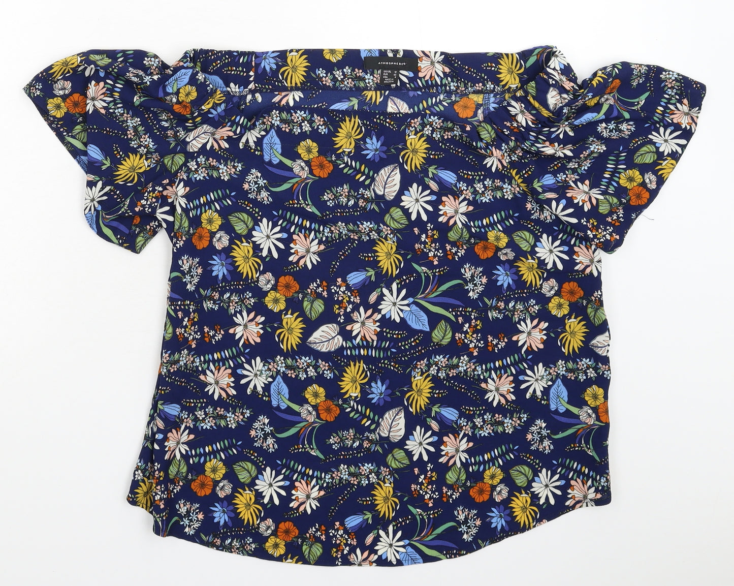 Atmosphere Womens Blue Floral  Basic Blouse Size 12