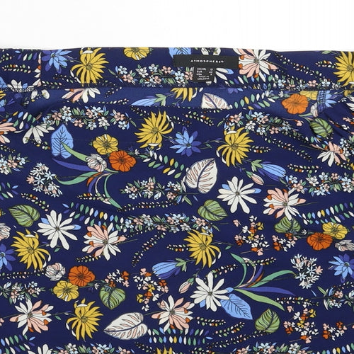 Atmosphere Womens Blue Floral  Basic Blouse Size 12