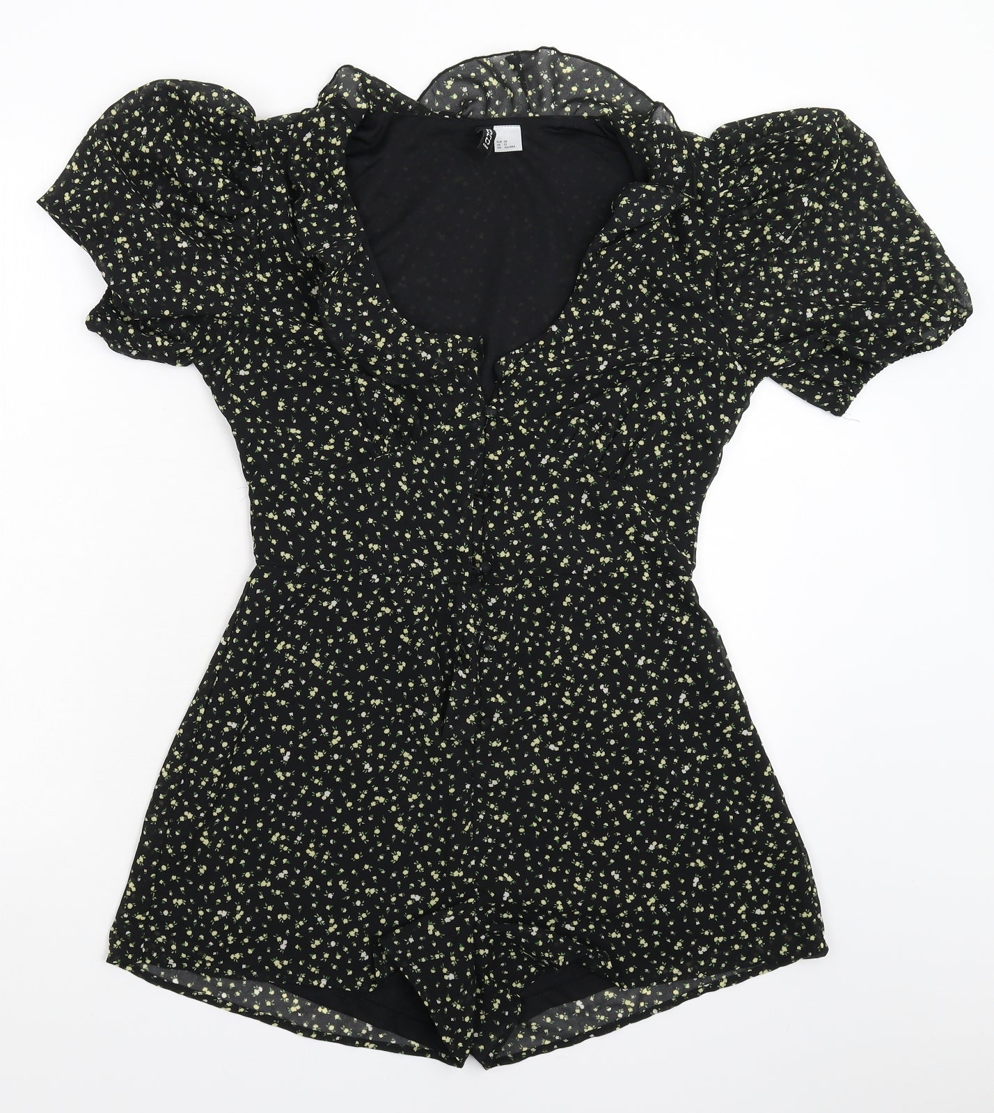 Divided Womens Black Floral  Jumpsuit One-Piece Size 12 L5 in