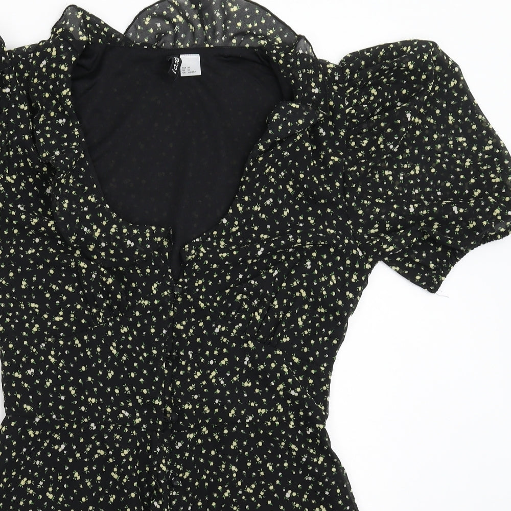 Divided Womens Black Floral  Jumpsuit One-Piece Size 12 L5 in