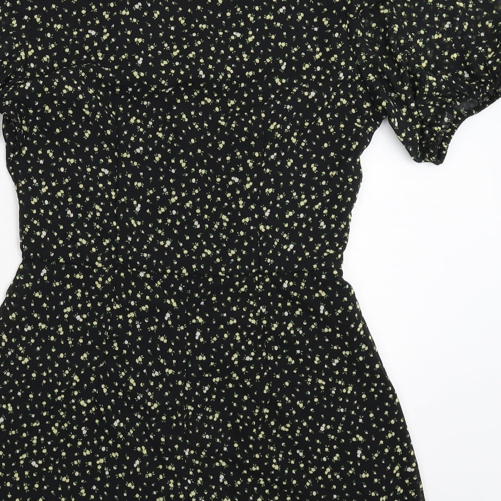 Divided Womens Black Floral  Jumpsuit One-Piece Size 12 L5 in