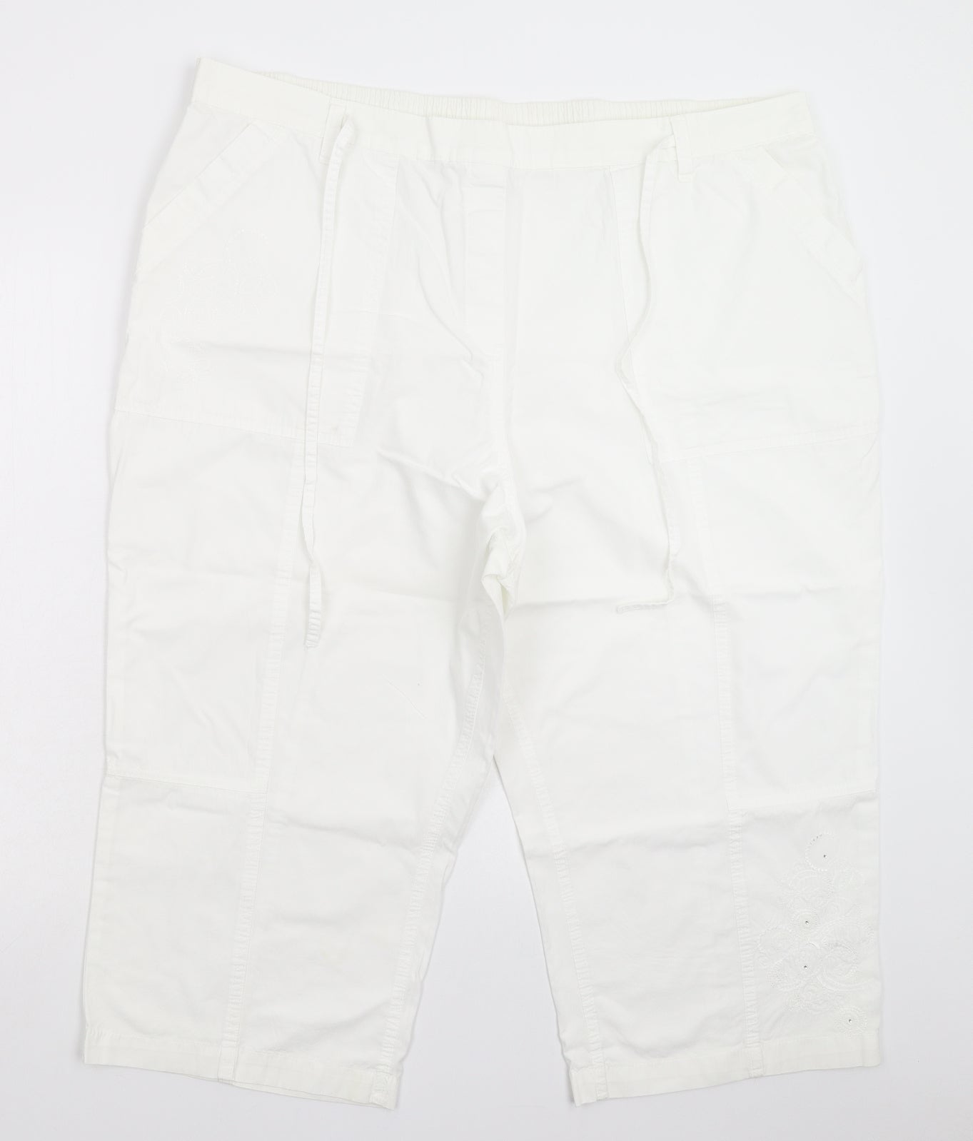 Marks and Spencer Womens White   Cropped Trousers Size 24 L20 in
