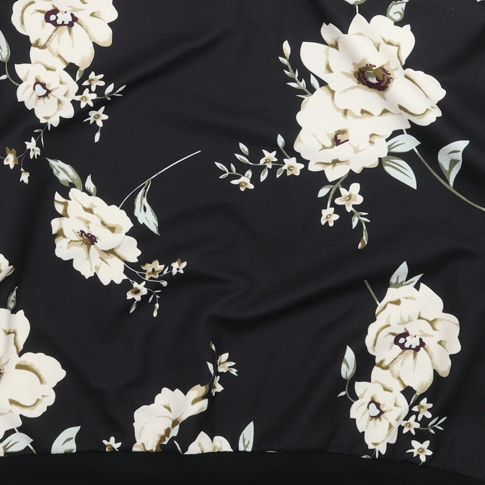 SheIn Womens Black Floral  Basic Blouse Size L
