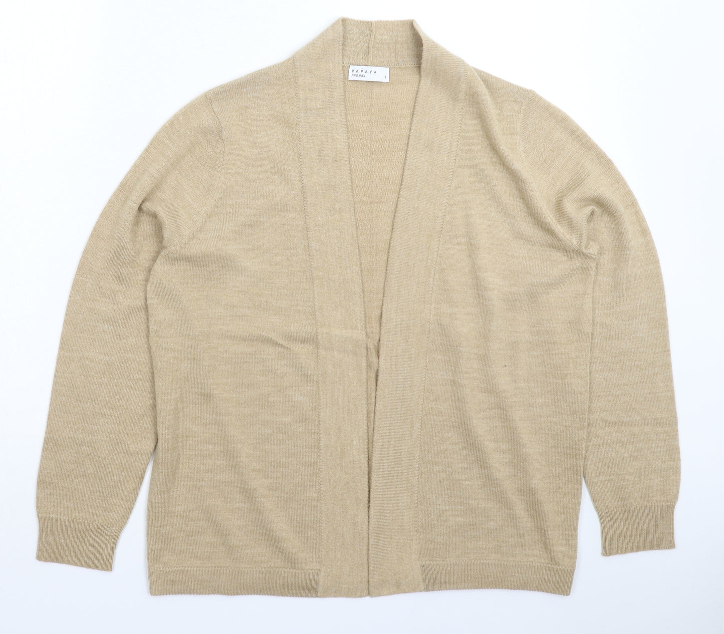 Papaya Womens Beige  Knit Cardigan Jumper Size 16