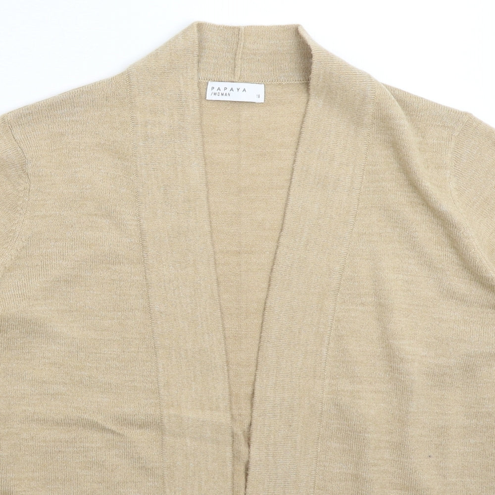 Papaya Womens Beige  Knit Cardigan Jumper Size 16