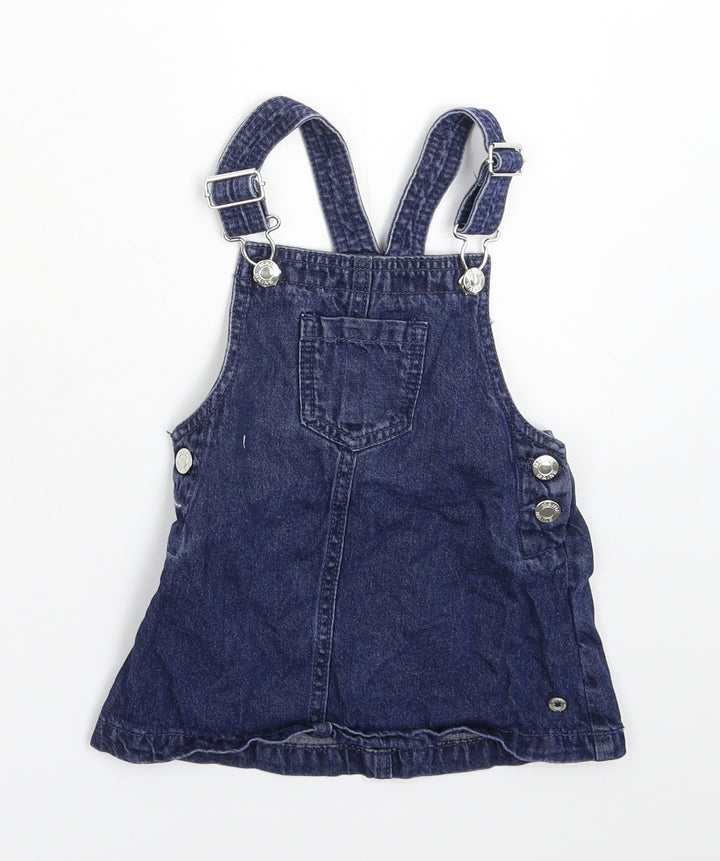 Maine Girls Blue Denim Pinafore/Dungaree Dress Size 12-18 Months
