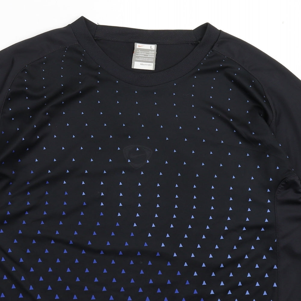 Nike Mens Black Geometric  Jersey T-Shirt Size L
