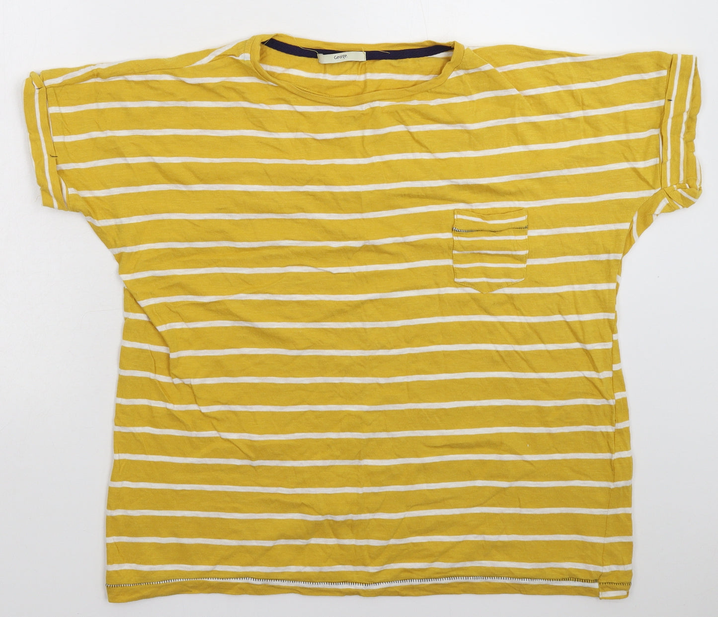 George Womens Yellow Striped  Basic T-Shirt Size 20