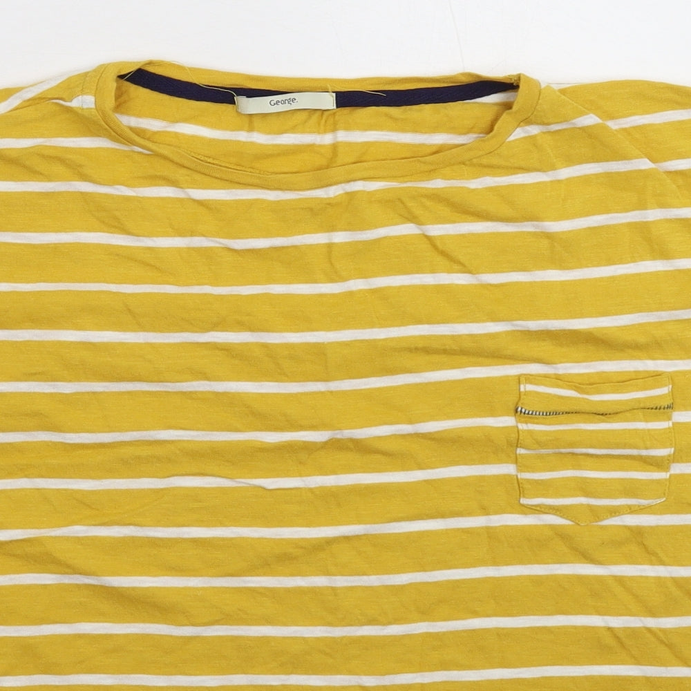 George Womens Yellow Striped  Basic T-Shirt Size 20
