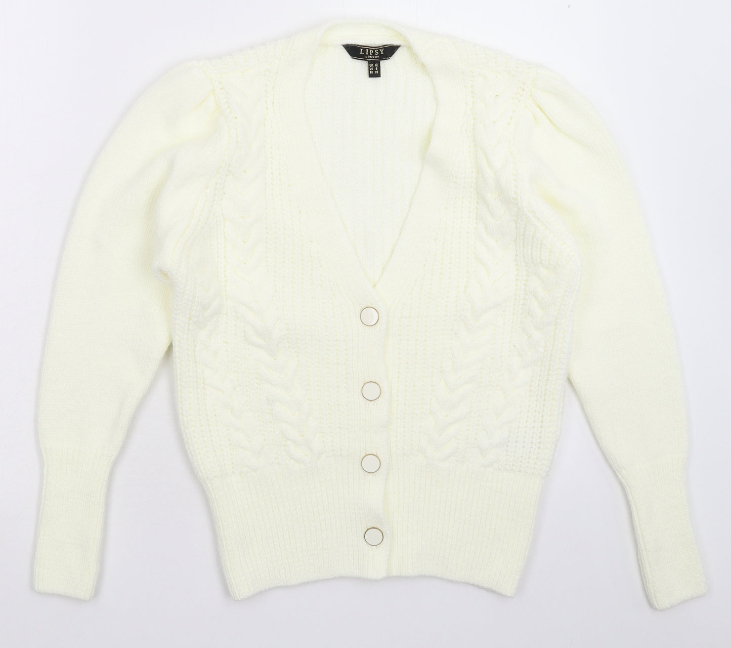 Lipsy Womens White  Knit Cardigan Jumper Size 10