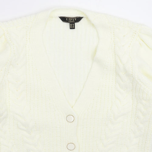 Lipsy Womens White  Knit Cardigan Jumper Size 10