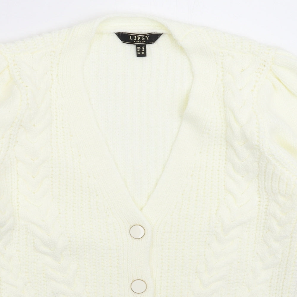 Lipsy Womens White  Knit Cardigan Jumper Size 10