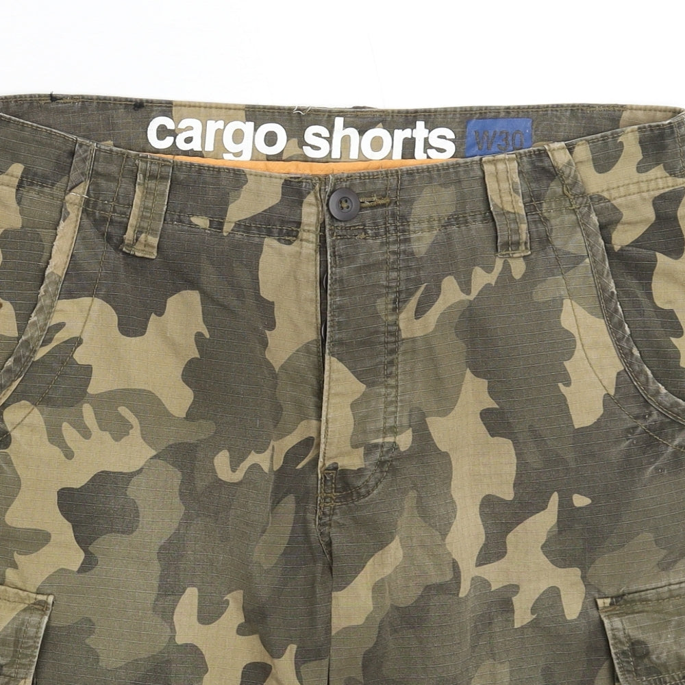 Denim & Co. Mens Multicoloured Camouflage  Cargo Shorts Size 30