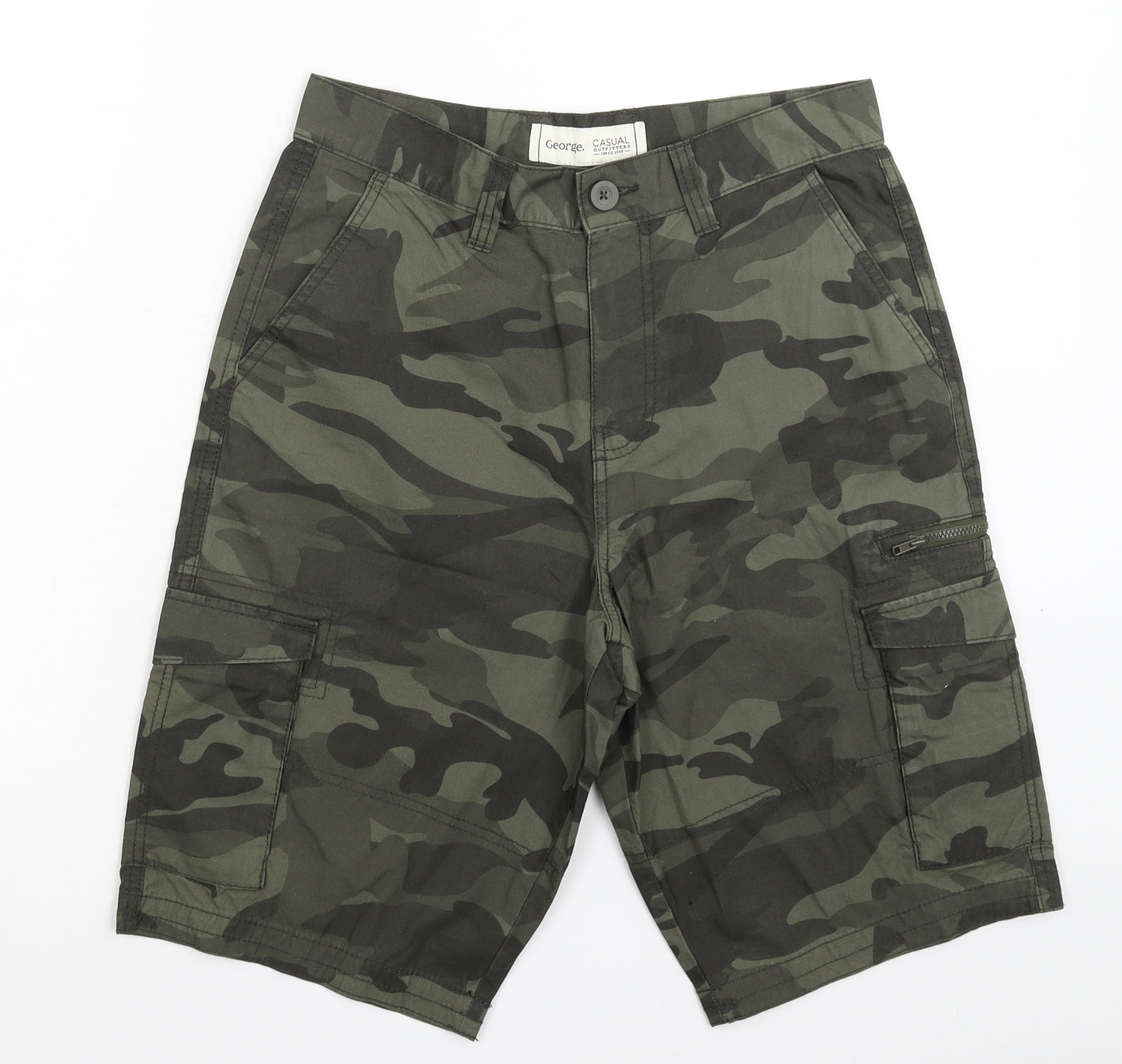 George Mens Green Camouflage  Cargo Shorts Size 30