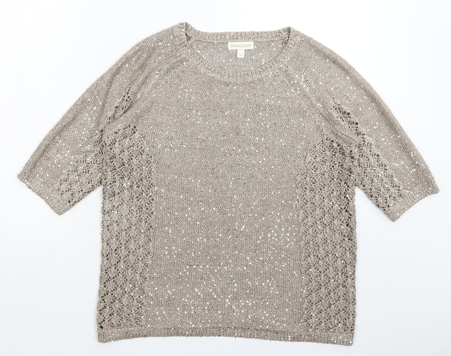 Monsoon Womens Grey  Knit Pullover Jumper Size M