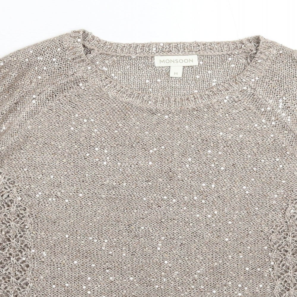 Monsoon Womens Grey  Knit Pullover Jumper Size M