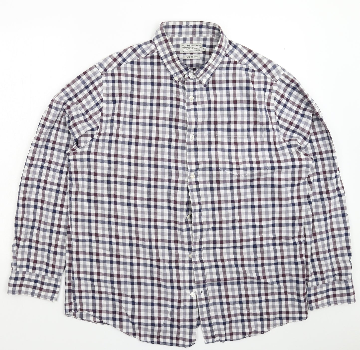 TU Mens Multicoloured Check   Button-Up Size 2XL