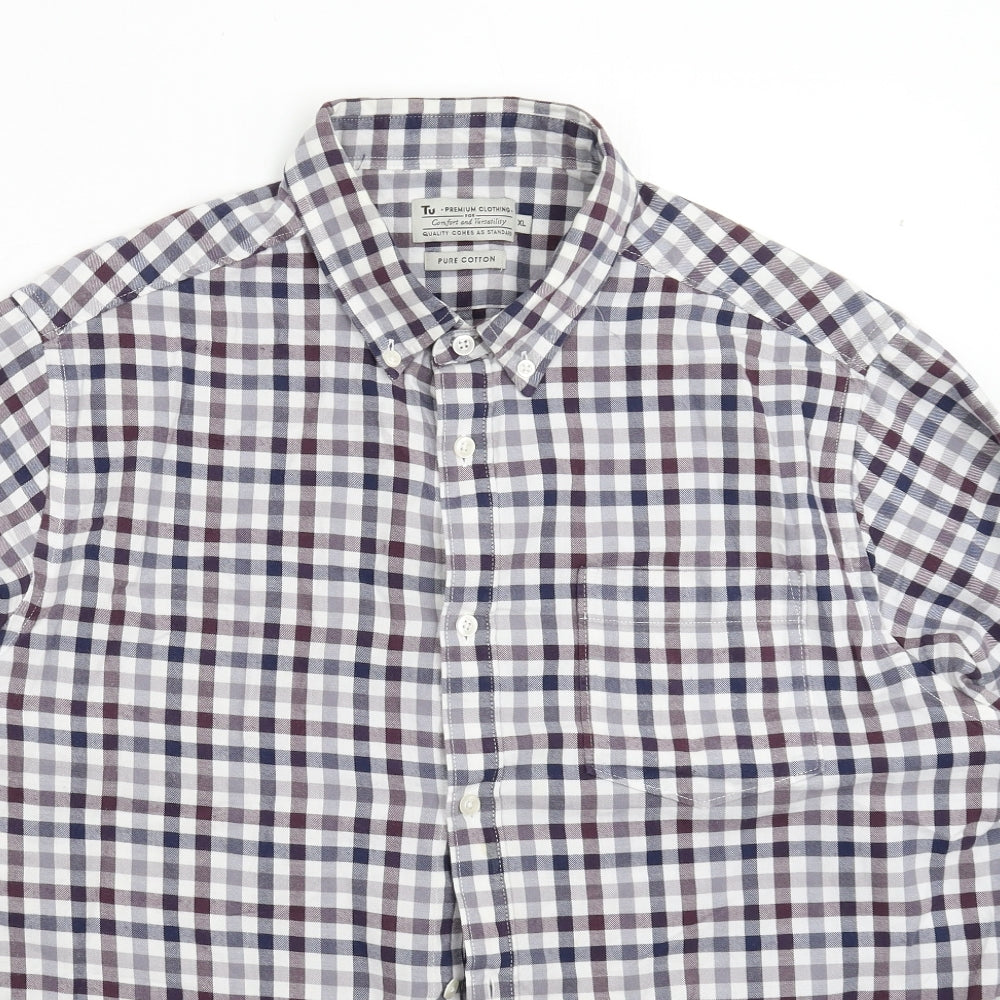 TU Mens Multicoloured Check   Button-Up Size 2XL