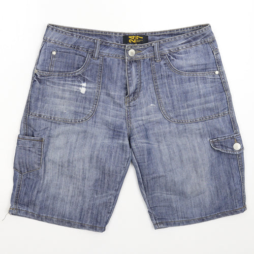Peacocks Womens Blue  Denim Bermuda Shorts Size 14