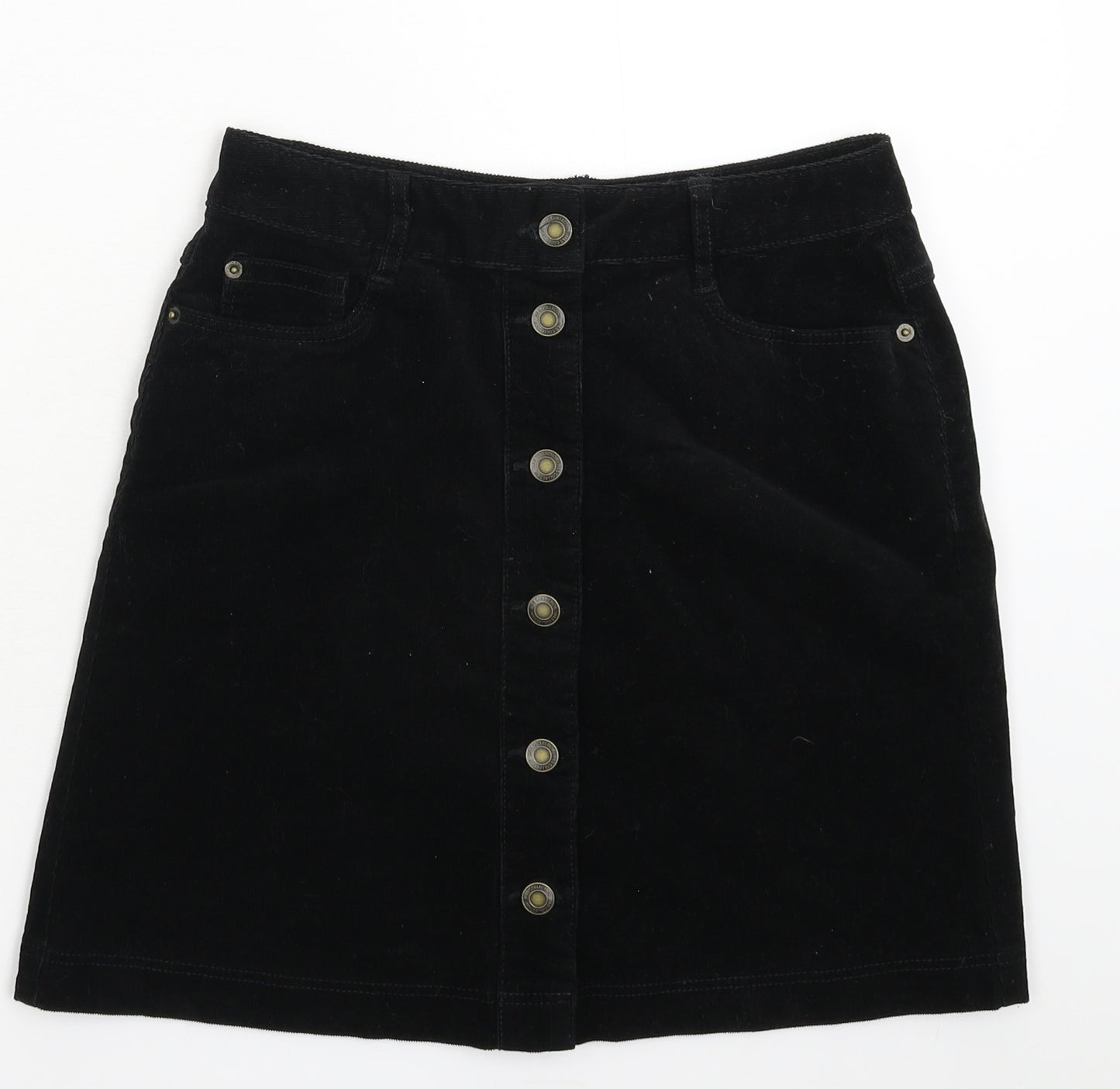 Marks and Spencer Womens Black  Corduroy A-Line Skirt Size 8