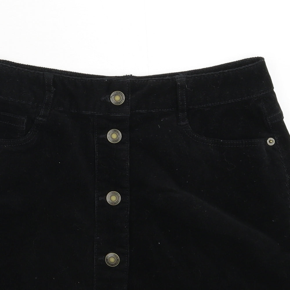 Marks and Spencer Womens Black  Corduroy A-Line Skirt Size 8